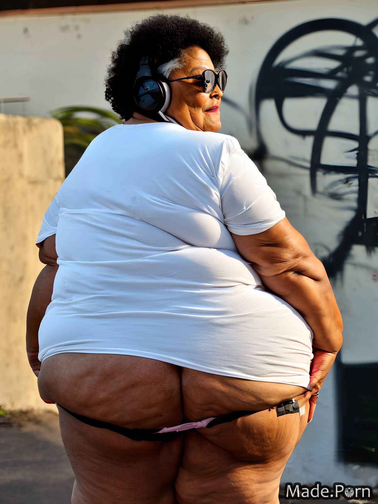 slutty 80 sunglasses woman photo thighs african american