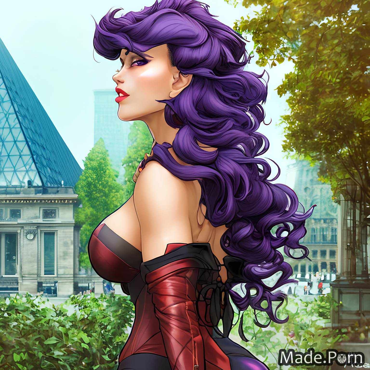 dominatrix The Louvre, Paris curly hair evening messy hair pov purple hair