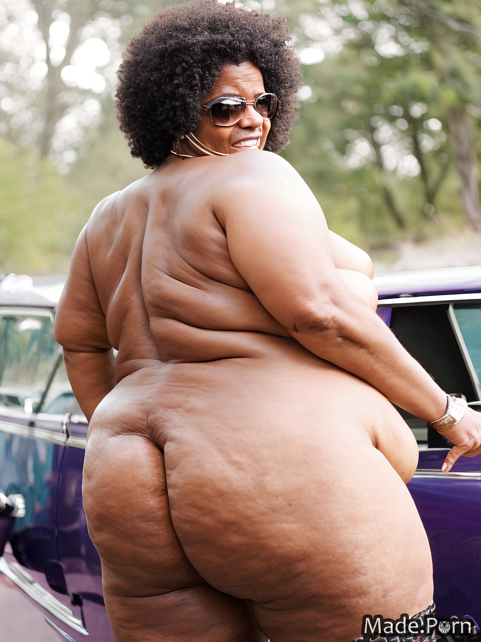black hair bimbo african american short looking at viewer fat thick thighs