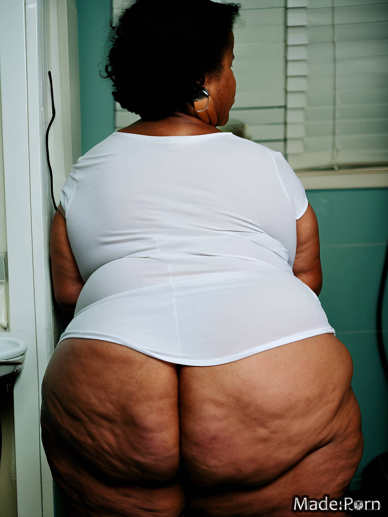 nude thick looking at viewer african american fat black hair photo