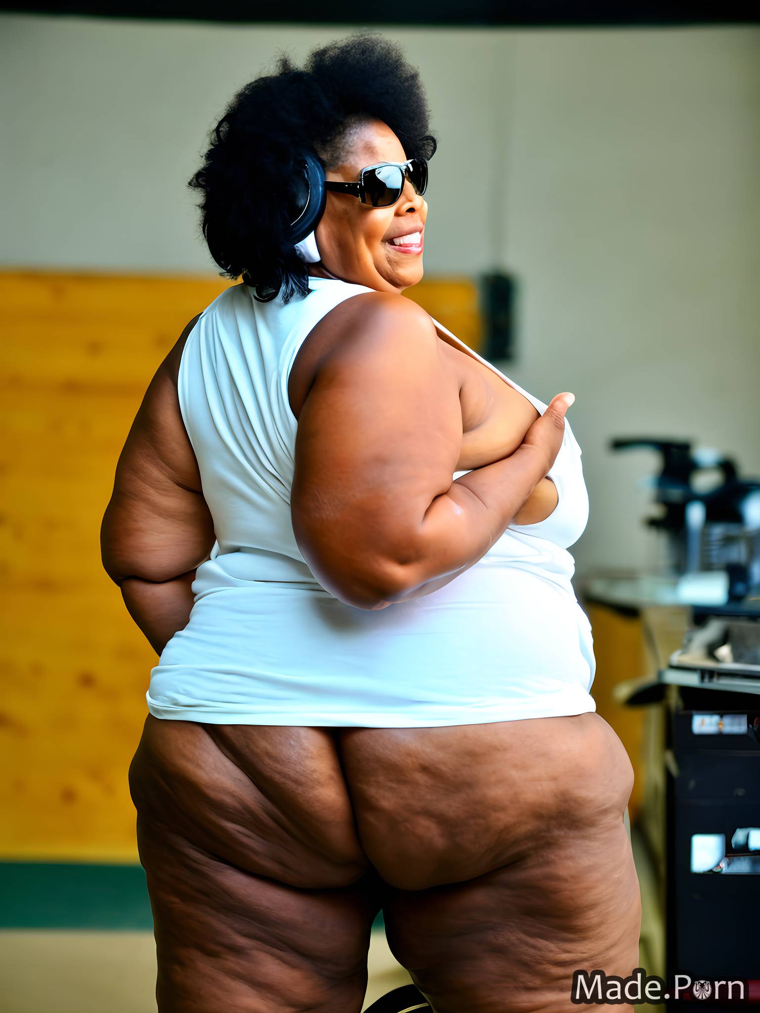 ssbbw wild afro chubby sideview big ass big hips 80