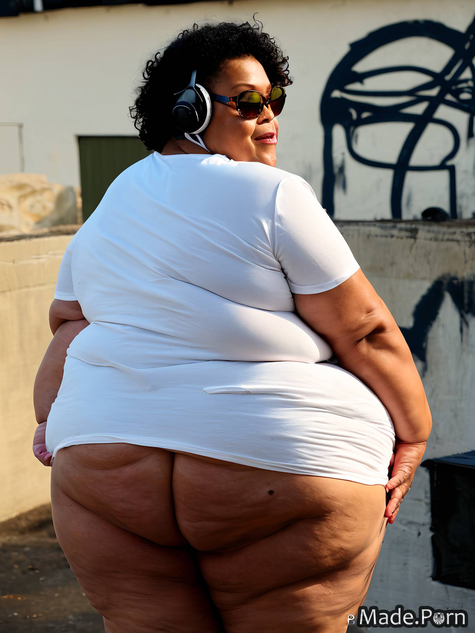 oversized shirt chubby wild afro seductive ssbbw thighs street