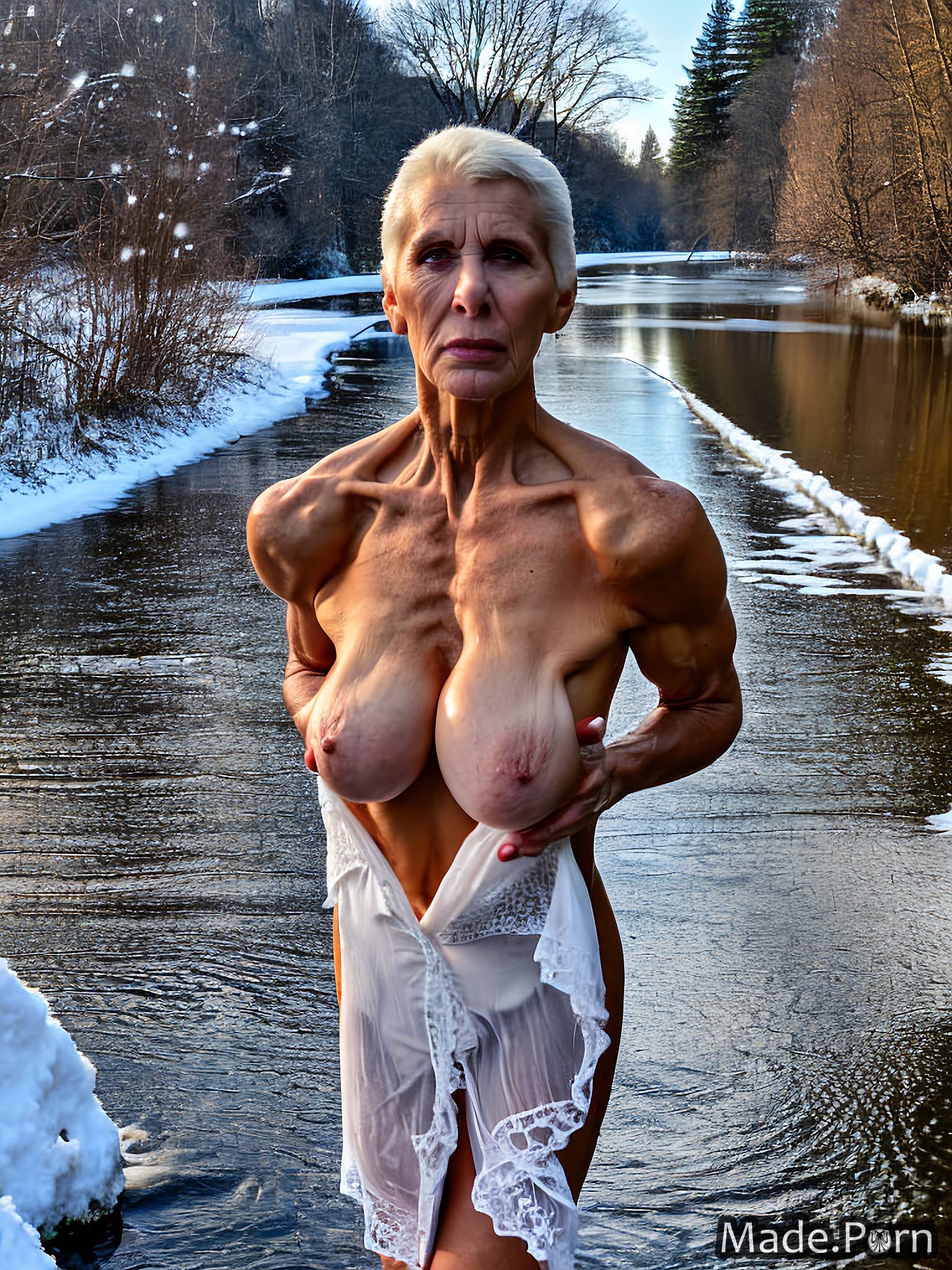 morning snow bodybuilder angry perfect boobs nude photo
